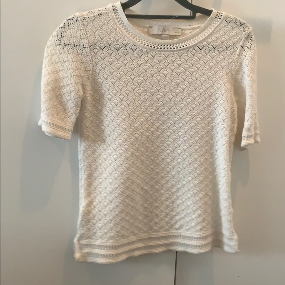 LOFT Cream knit short sleeve top - XXSP